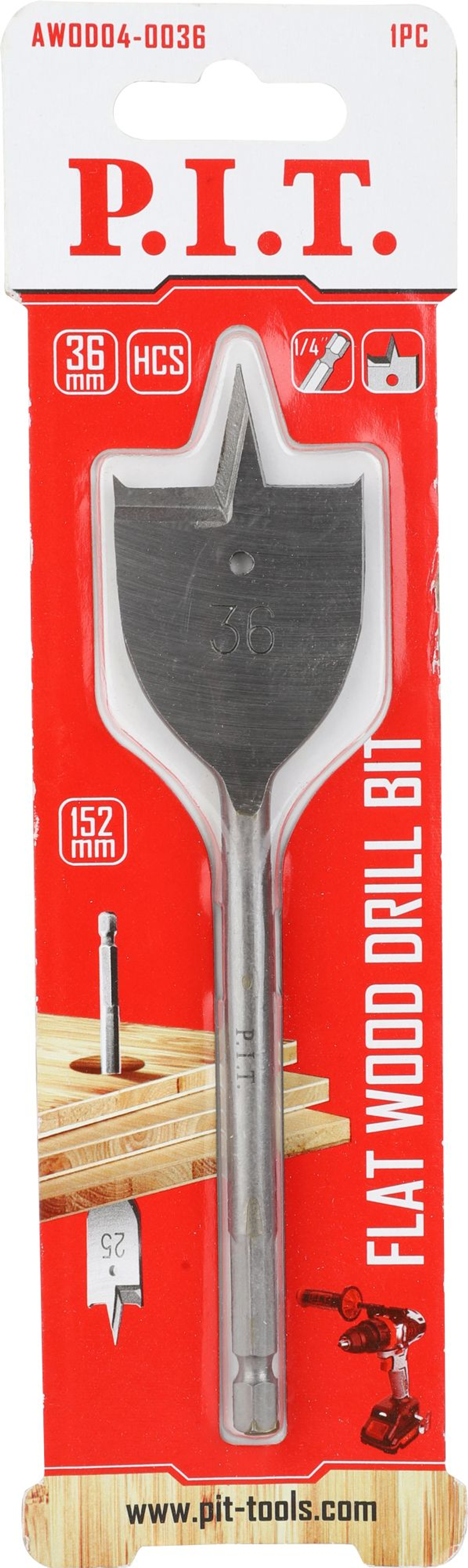 Сверло по дереву спиральное P.I.T. 5x86мм(AWOD01-0005)