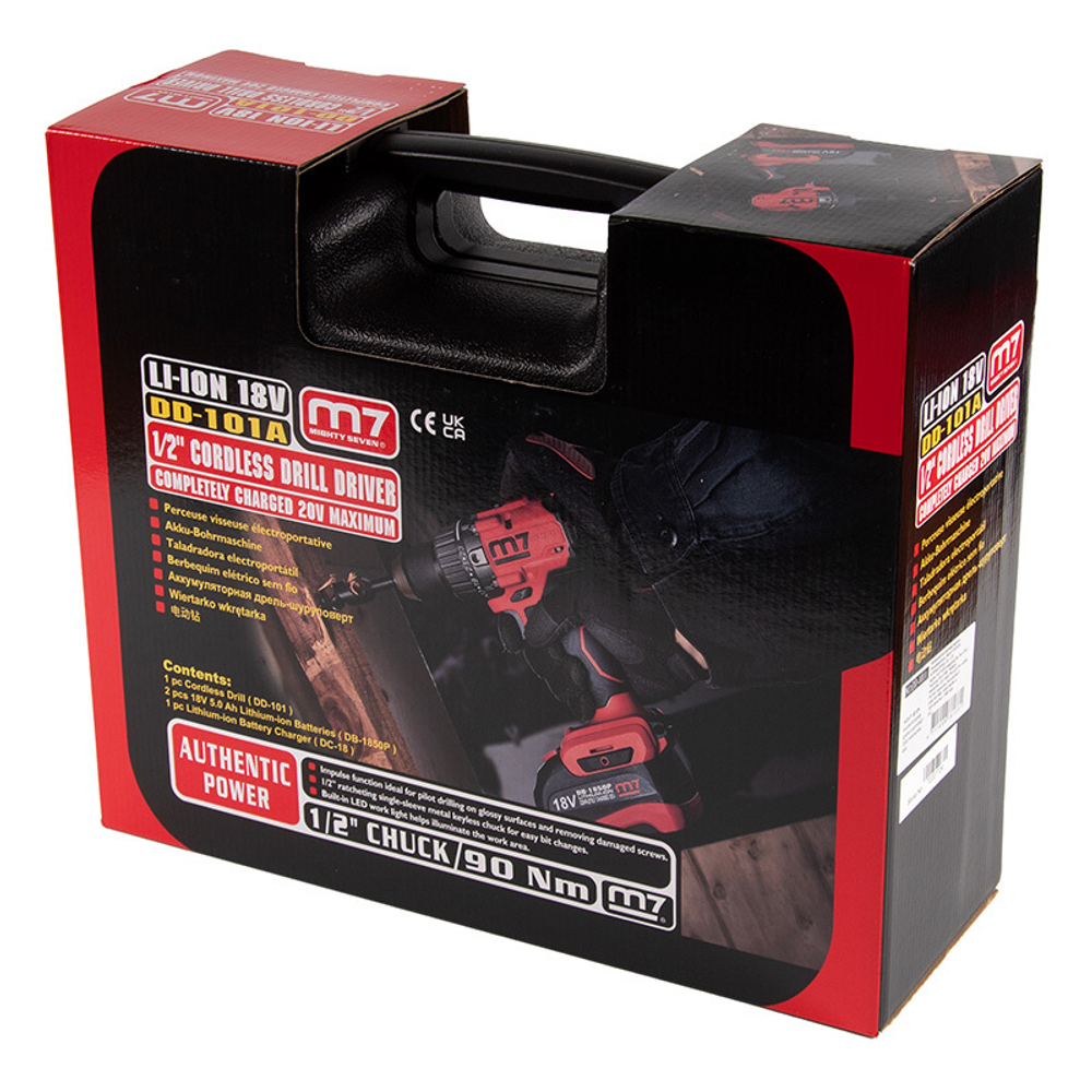 MIGHTY SEVEN (DD-101A) Аккумуляторная дрель-шуруповерт 18 В, импульсная, кейс