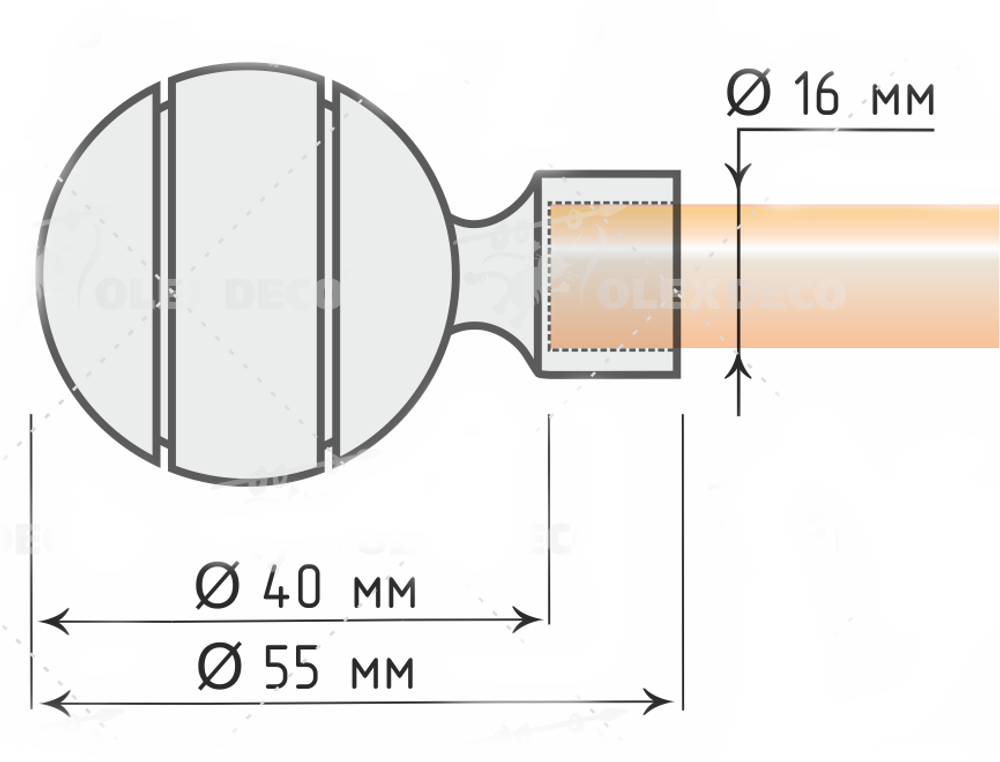 Наконечники "Паола" d16 мм, цвет хром матовый