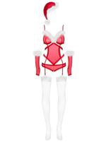 Прозрачный комплект с пушком Merrily Suit LXL (46-48) (Цвет: красный с белым)