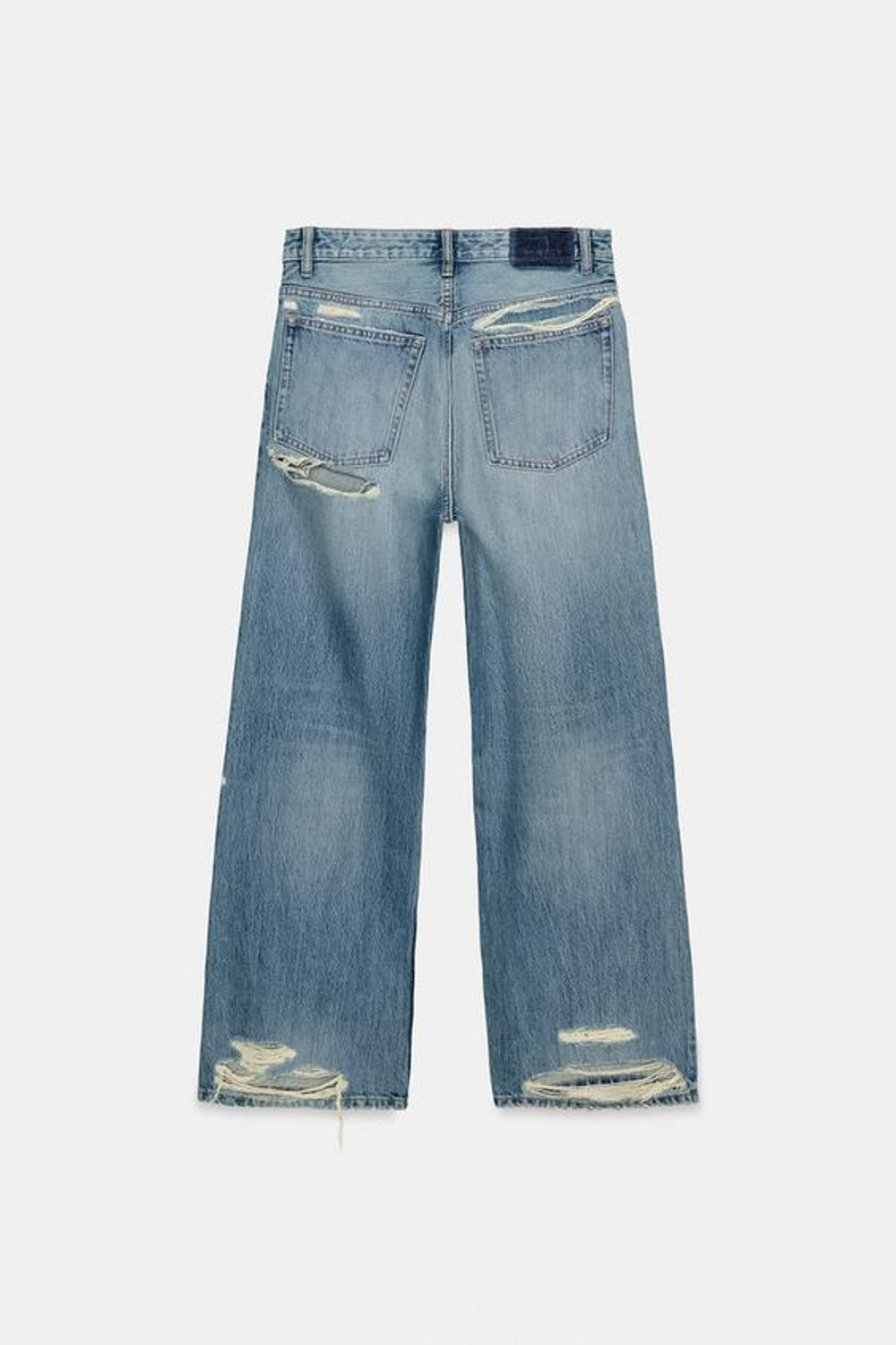 ZARA ДЖИНСЫ TRF BOYFRIEND СО СРЕДНЕЙ ПОСАДКОЙ И РАЗРЕЗАМИ, СИНИЙ