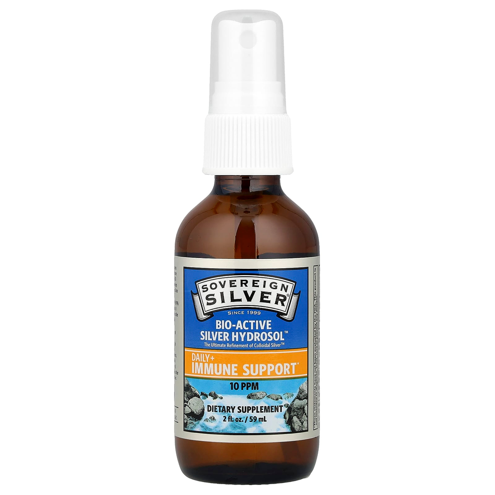 Sovereign Silver, Bio-Active Silver Hydrosol, мелкодисперсный аэрозоль, 10 част./млн, 59 мл (2 жидк. унции) (10 част./млн в 30 распылениях)