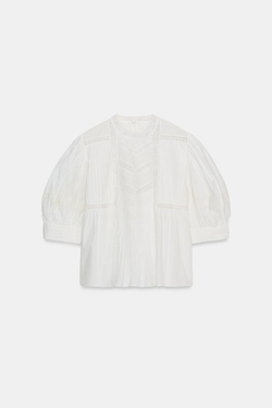 ZARA РУБАШКА С ВЫШИВКОЙ — ZW COLLECTION, ЭКРЮ