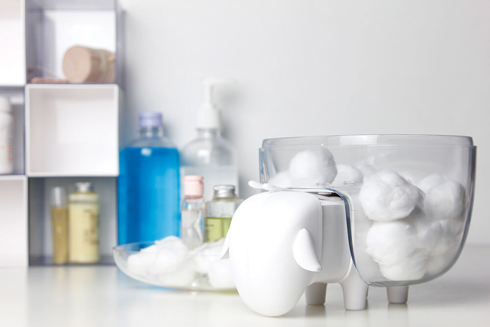 Держатель для ватных дисков sheep, белый с прозрачной крышкой