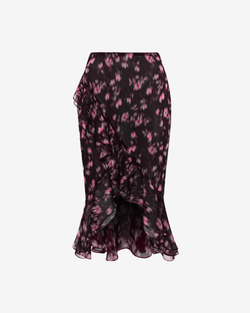 Юбка миди из принтованного шифона с воланом