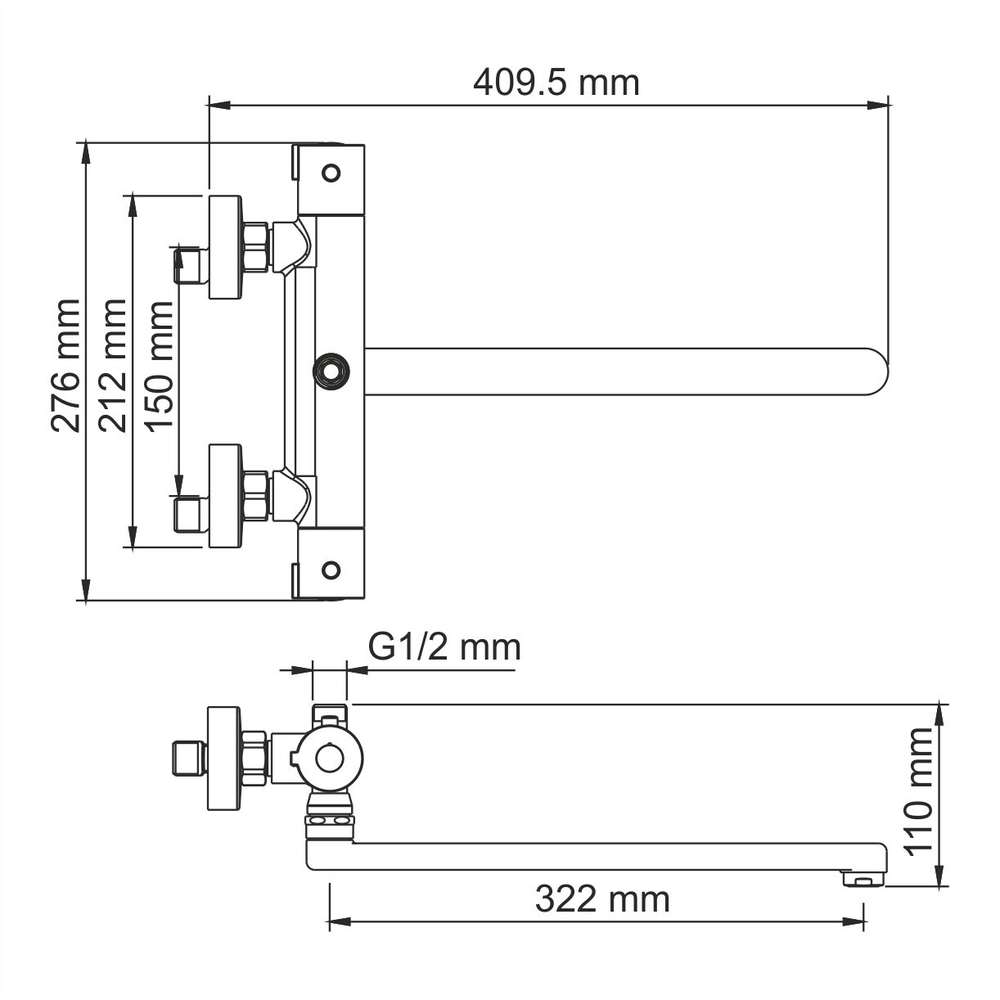 Berkel 4822L Thermo Термостатический смеситель для ванны с длинным изливом