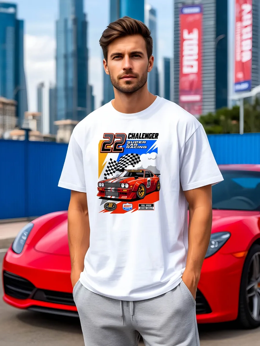 Футболка мужская y2k с принтом машиной