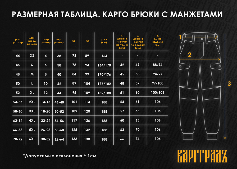 Брюки Карго Варгградъ Премиум мужские на манжете хаки Рипстоп