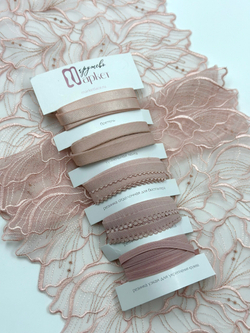 Вышивка на сетке пудровая c люрексом неэластичная ширина 24 см