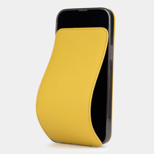 Чехол для iPhone 13 Pro Max из кожи теленка, желтого цвета