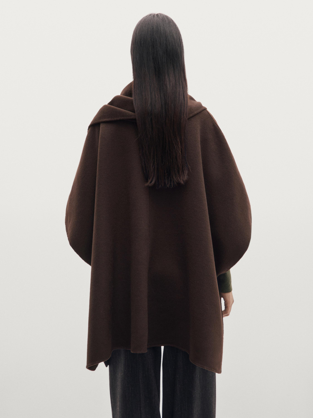 Massimo Dutti Накидка с шарфом, коричневый