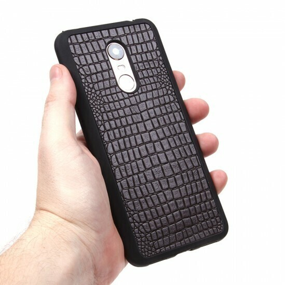 Панель из экокожи Рептилия для Xiaomi Redmi 5 Plus, 010027 Черный