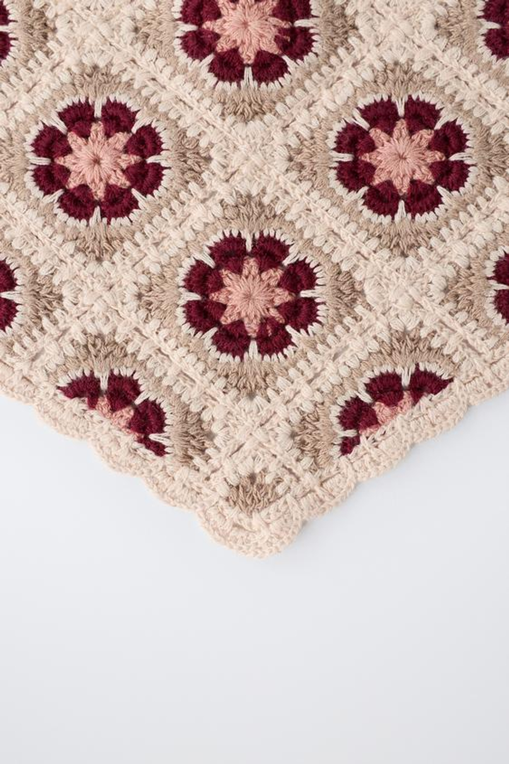 ZARA БАНДАНА С ЦВЕТОЧНЫМ КРУЖЕВОМ КРОШЕ, СВЕТЛО-БЕЖЕВЫЙ