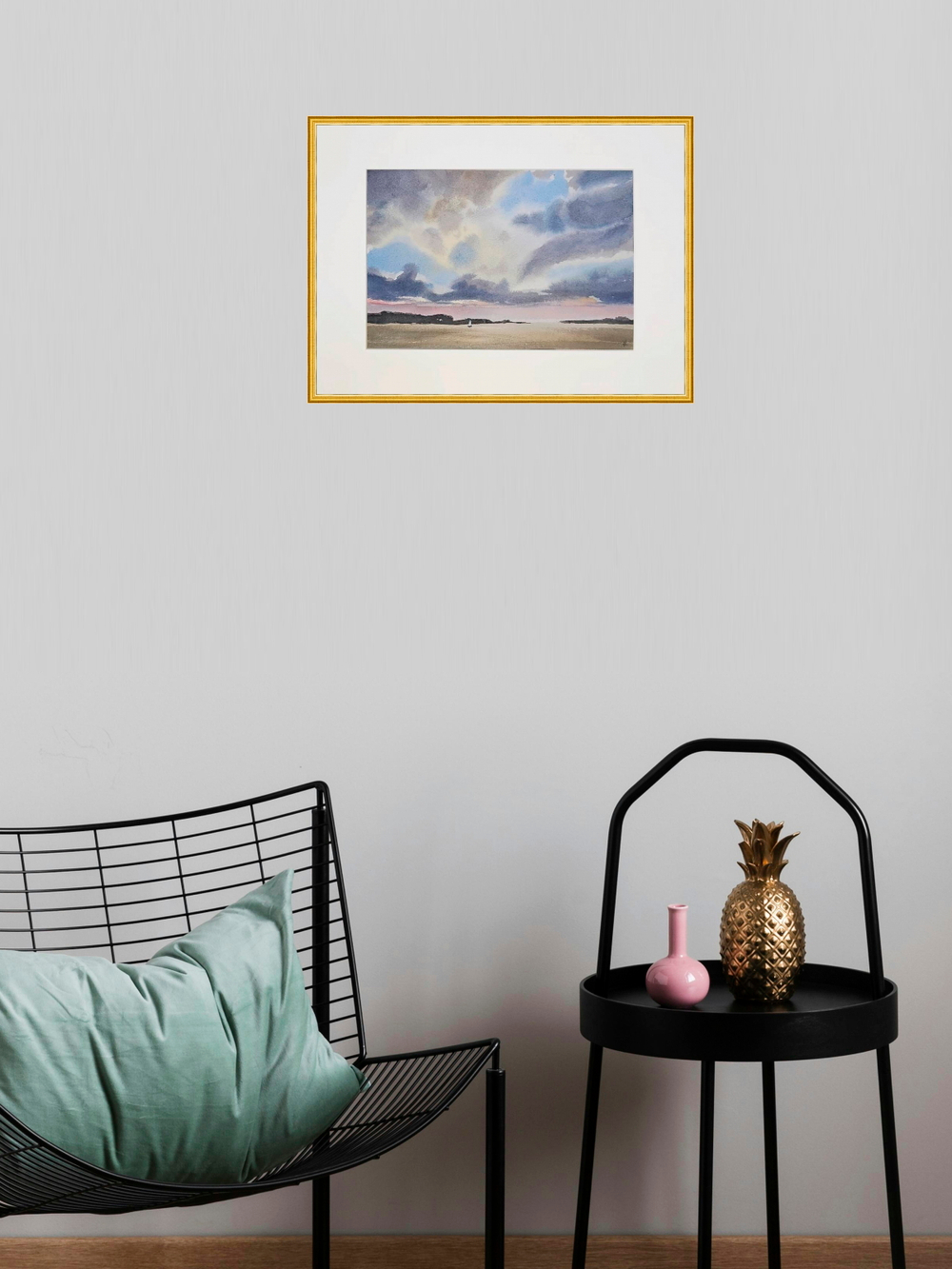 Картина авторская акварельная в паспарту 30х40 см на стену для интерьера "Пейзаж"