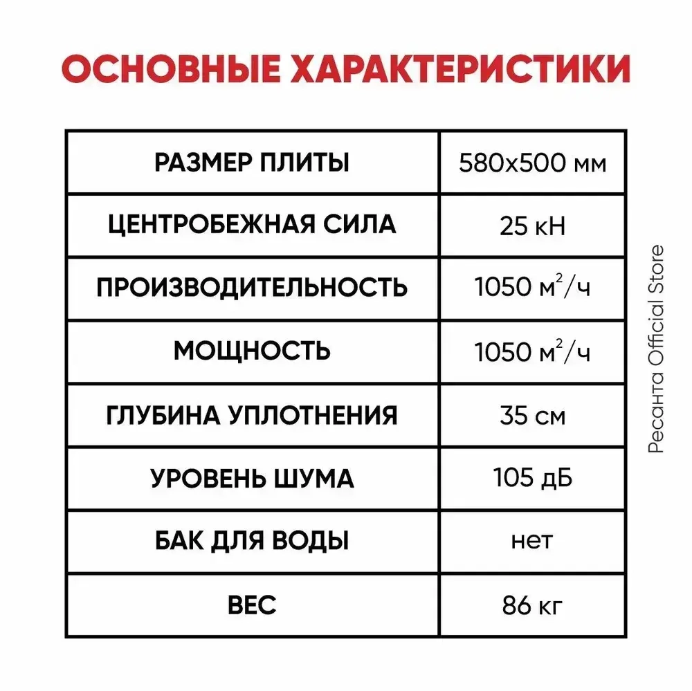 Виброплита бензиновая VP-1050 Huter - двигатель 6,5лс, площадка 540*430мм, вес 86 кг