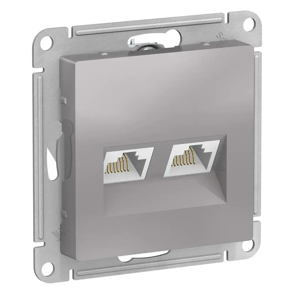 ATLASDESIGN РОЗЕТКА двойная компьютерная RJ45+RJ45 кат. 5e, механизм, АЛЮМИНИЙ