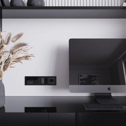 Накладка для розетки USB (черный акрил)