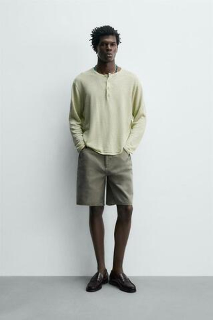 ZARA ДЖИНСОВЫЕ ШОРТЫ REGULAR FIT, ЗЕЛЕНЫЙ/СЕРЫЙ