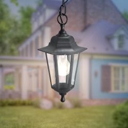 Садово-парковый светильник ЭРА НСУ 06-60-001 черный 6 гранный подвесной IP44 Е27 max60Вт | Садово-парковые светильники