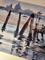 Картина авторская акварельная в паспарту 30х40 см на стену для интерьера "На грани в Венеции"