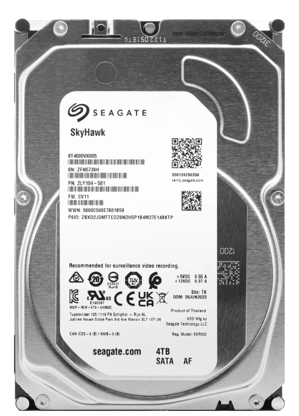 Жесткий диск Seagate SATA-III 4TB ST4000VX005 Surveillance Skyhawk (5900rpm) 256Mb 3.5"