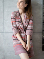 Женский халат-кардиган с зигзагообразным узором (Размер: S) (Цвет: розовый)
