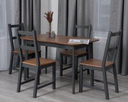 Стол Соната Люкс/ Sonata Lux table, 120х75х75 см массив сосны, антик /графит, 120х75х75 см