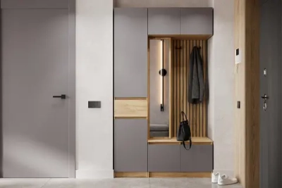 Прихожая с вешалкой Бостон Лайт дуб крафт золотой / серый шифер