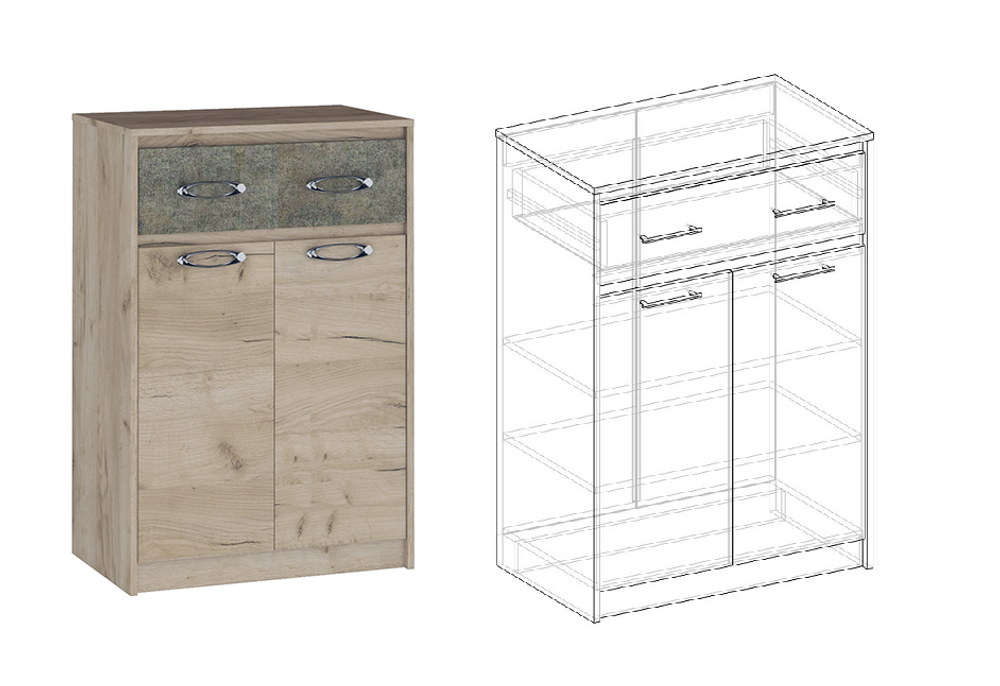 Тумба для обуви Дакота серый крафт/тиз серый ЛДСП