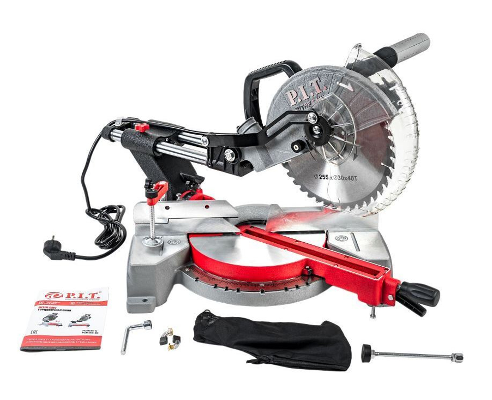 Пила торцовочная  PCM255-C2 (1600Вт, 4600об\мин,255мм.диск,220В, С ПРОТЯГОМ) P.I.T