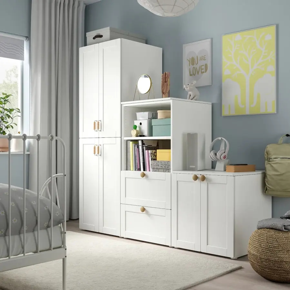 Детская гардеробная комбинация - IKEA PLATSA SMÅSTAD/SMASTAD, 181x57x210см, белый, ПЛАТСА СМОСТАД ИКЕА