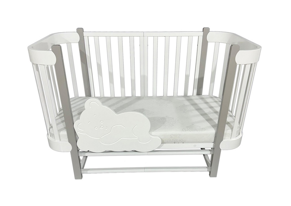 Детская кроватка трансформер Solnyshko 3в1 (продольный маятник, съемная стенка, колеса)