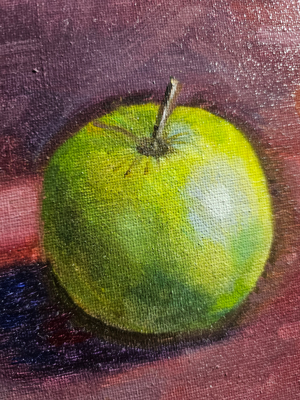 Картина авторская маслом на холсте 18х24 см на стену для интерьера "Наливное яблочко"