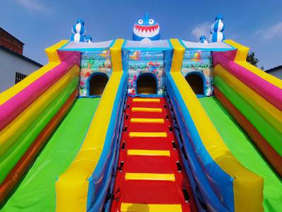 Коммерческий надувной батут с горкой «В гостях у моря» 10*5*5 м.