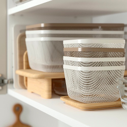 IKEA 365+ Корзина с крышкой 32x21x13 см, металл/бамбук белая