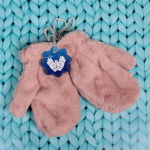 Варежки женские с мягким ворсом «Zima», цвет пудровый, эластичный манжет 6см, на шнурке, цвет английская пудра, 12,5*26см, ( пакет с подвесом)