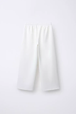 ZARA БРЮКИ WIDE LEG С МОДАЛОМ, БЕЛЫЙ