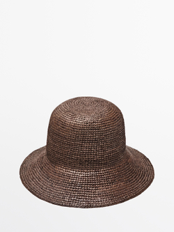 Massimo Dutti Панама из рафии, коричневый