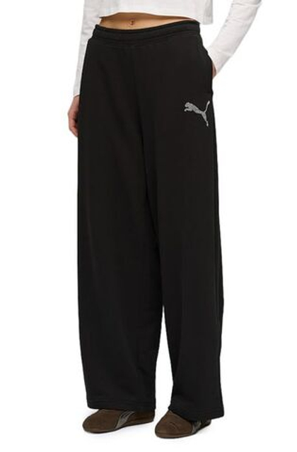Брюки спортивные женские PUMA ESS GRAPHIC LEO LUXE Bedazzled Slouchy Pants TR