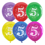 Воздушные шары Латекс Оксидентл с рисунком Цифра 5, 10 шт. размер 12" #6043537