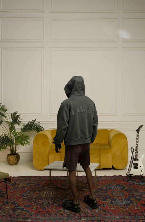 Худи Zip 2black Vintage темно-серый - фото 2