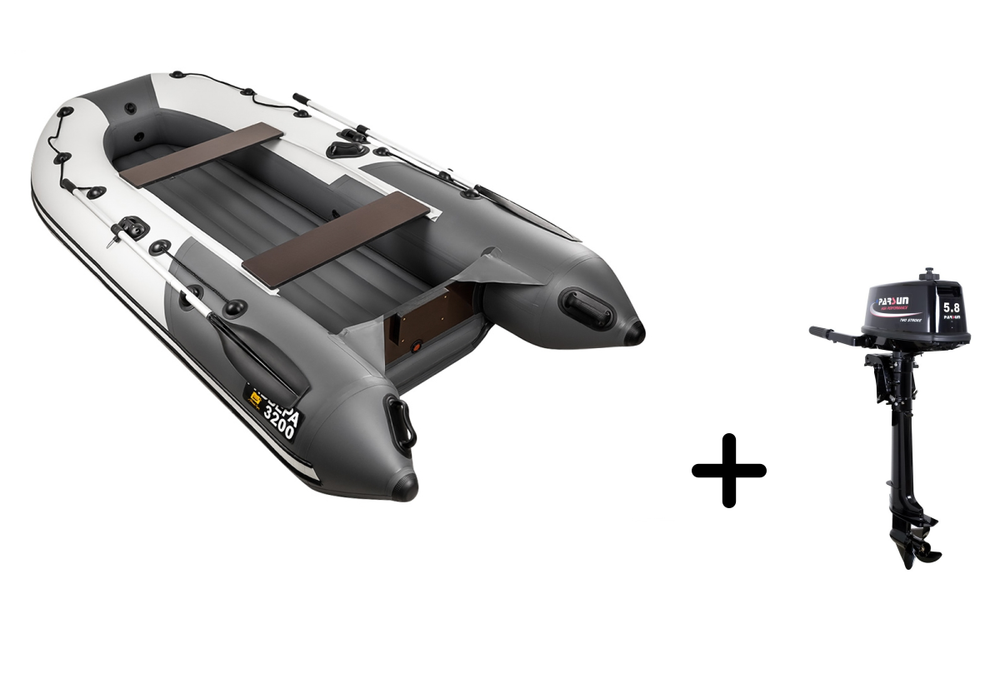 Ривьера 3200 НДНД компакт серый-графит + PARSUN T 5.8 BMS (комплект лодка + мотор)
