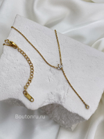 Колье (сотуар) золотистое  цветок со стразами