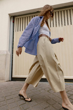 ZARA БРЮКИ-КЮЛОТЫ С РЕМНЕМ, МЯГКИЙ КАШТАНОВЫЙ