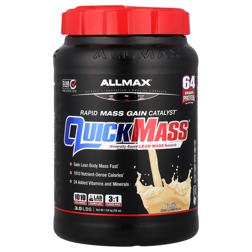 ALLMAX, QuickMass®, катализатор для быстрого набора массы, ваниль, 1,59 кг (3,5 фунта)
