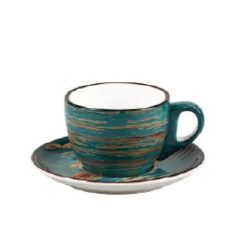 Кофейная пара Texture Dark Green Lines 100 мл, 12 см, h 5 см, P.L. Proff Cuisine [6]