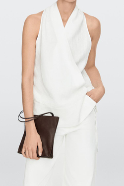Massimo Dutti Сумка с двумя отделениями из кожи наппа, коричневый