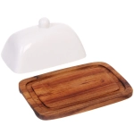 Масленка деревянная «White magic» 18*11,5*7см с крышкой из керамики, без надписи