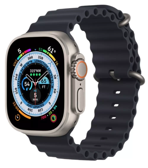 Apple Watch Ultra, 49 мм, корпус из титана, ремешок Ocean цвета «тёмная ночь»