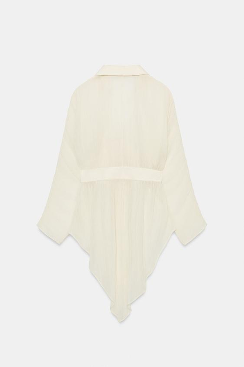 ZARA БЛУЗА ИЗ ЖОРЖЕТА С КРУЖЕВОМ — ZW COLLECTION, ЭКРЮ